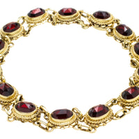 Vintage garnet bracelet in 14 carat gold-Bracelets-The Antique Ring Shop