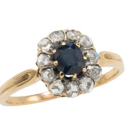 Sapphire and rose diamond cluster ring