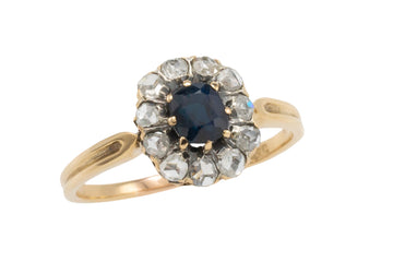 Sapphire and rose diamond cluster ring