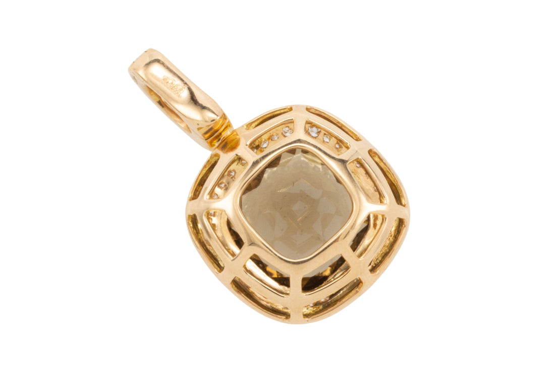 Smoked quartz and diamond pendant-Pendants-The Antique Ring Shop