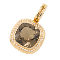 Smoked quartz and diamond pendant-Pendants-The Antique Ring Shop