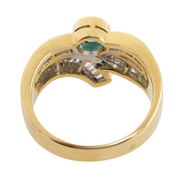 Baguette diamond and emerald ring-Vintage Rings-The Antique Ring Shop