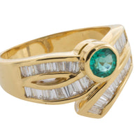 Baguette diamond and emerald ring-Vintage Rings-The Antique Ring Shop