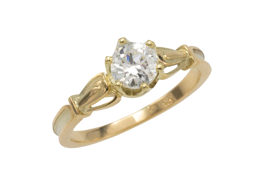 Diamond solitaire ring in 14 carat gold-engagement rings-The Antique Ring Shop