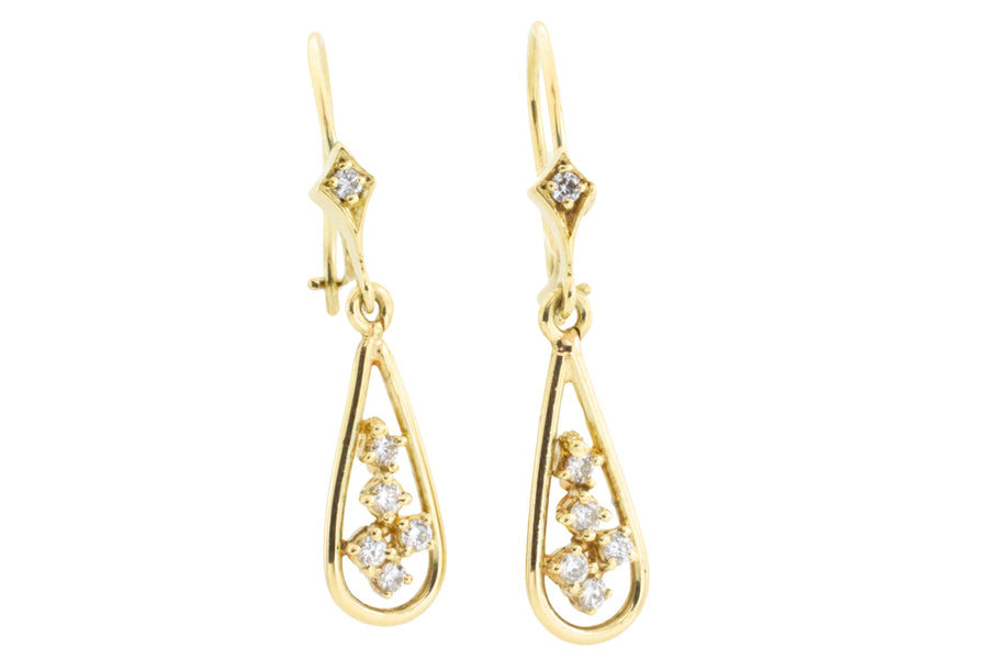 Diamond pendant earrings-The Antique Ring Shop