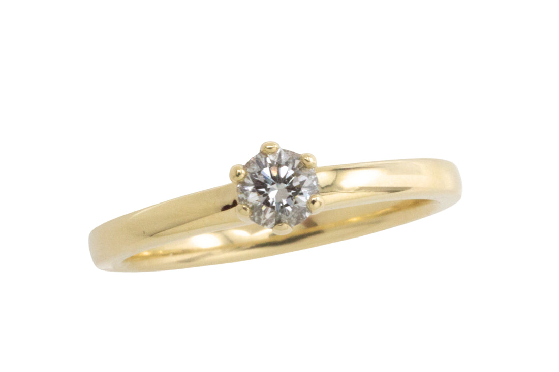 Diamond solitaire ring in 14 carat gold-engagement rings-The Antique Ring Shop