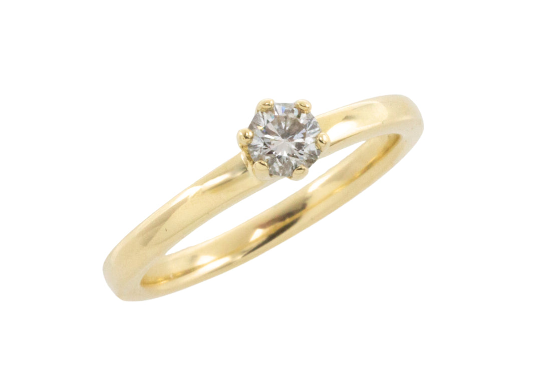 Diamond solitaire ring in 14 carat gold-engagement rings-The Antique Ring Shop