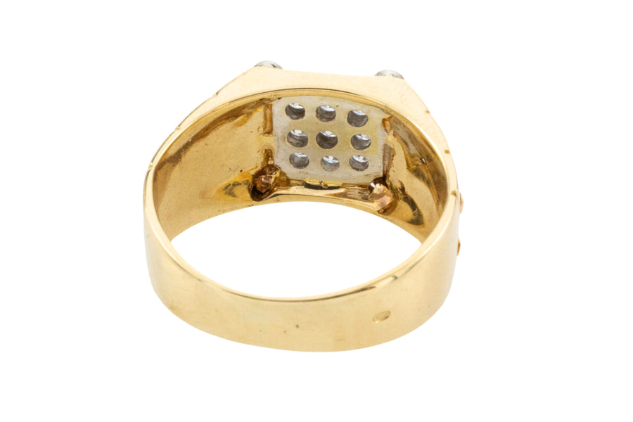 Diamond signet ring in 14 carat gold-gents rings-The Antique Ring Shop