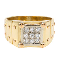 Diamond signet ring in 14 carat gold-gents rings-The Antique Ring Shop