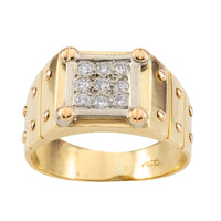 Diamond signet ring in 14 carat gold-gents rings-The Antique Ring Shop