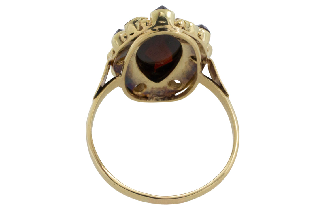 Garnet and rose diamond 14 carat gold ring-Vintage rings-The Antique Ring Shop