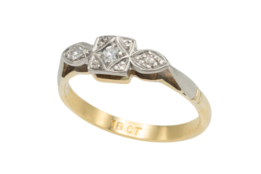 Vintage three stone diamond ring-Vintage Rings-The Antique Ring Shop