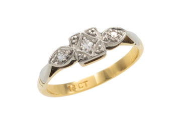 Vintage three stone diamond ring-Vintage Rings-The Antique Ring Shop