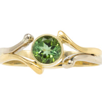 Green tourmaline ring in 14 carat gold-Vintage Rings-The Antique Ring Shop