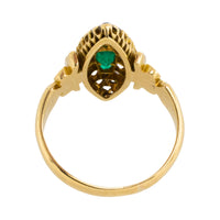 Emerald and diamond marquise ring from 1890-Antique rings-The Antique Ring Shop