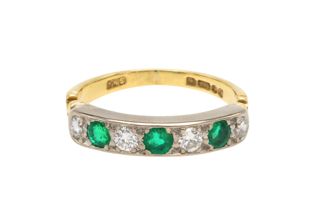 Vintage emerald and diamond ring-Vintage Rings-The Antique Ring Shop