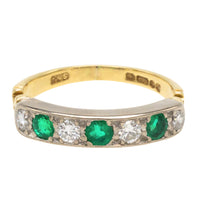 Vintage emerald and diamond ring-Vintage Rings-The Antique Ring Shop