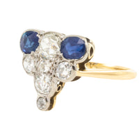 Edwardian 18 carat gold sapphire and old cut diamond ring-Antique rings-The Antique Ring Shop