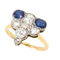 Edwardian 18 carat gold sapphire and old cut diamond ring-Antique rings-The Antique Ring Shop