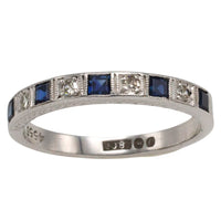 White gold sapphire and diamond band-wedding rings-The Antique Ring Shop