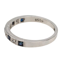 White gold sapphire and diamond band-wedding rings-The Antique Ring Shop