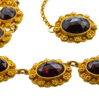 Antique garnet boat collier in 18 carat gold-Necklaces-The Antique Ring Shop