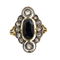 Sapphire and rose diamond marquise ring-Antique rings-The Antique Ring Shop