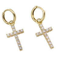 Diamond cross earrings in 14 carat gold