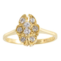 Oval diamond cluster ring in 14 carat gold-engagement rings-The Antique Ring Shop