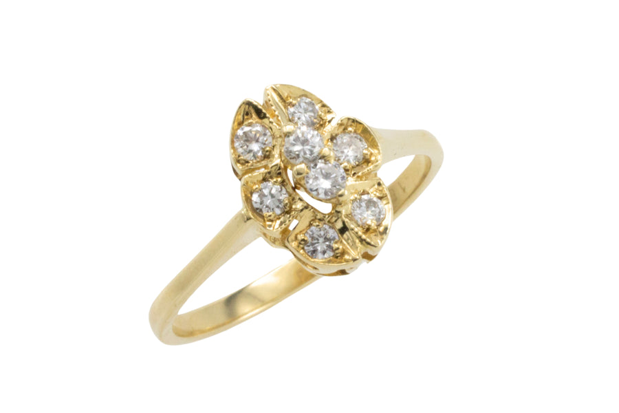 Oval diamond cluster ring in 14 carat gold-engagement rings-The Antique Ring Shop