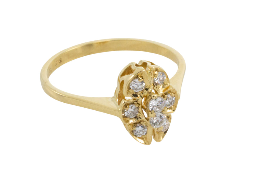 Oval diamond cluster ring in 14 carat gold-engagement rings-The Antique Ring Shop