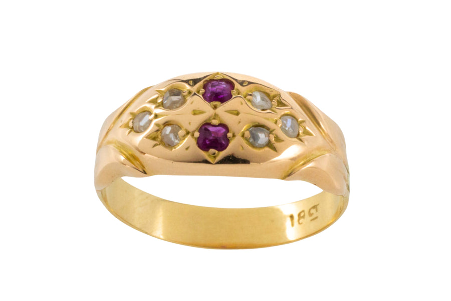 Victorian ruby and diamond ring in 18 carat gold-Antique rings-The Antique Ring Shop