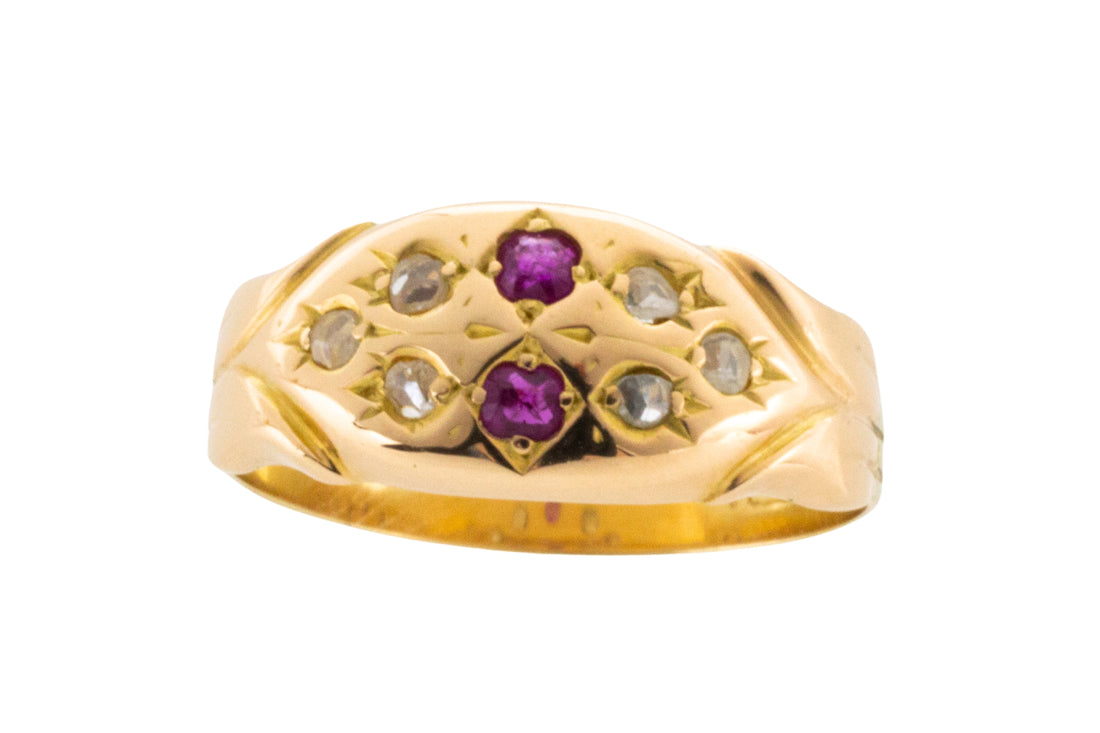 Victorian ruby and diamond ring in 18 carat gold-Antique rings-The Antique Ring Shop