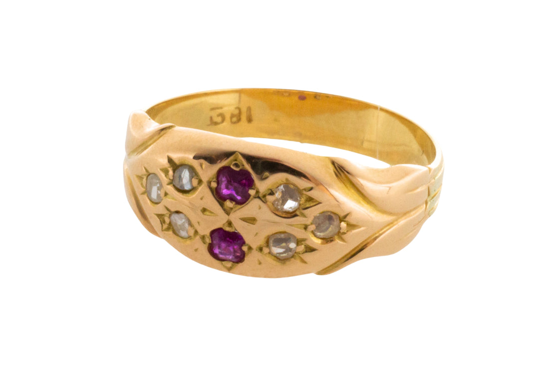 Victorian ruby and diamond ring in 18 carat gold-Antique rings-The Antique Ring Shop