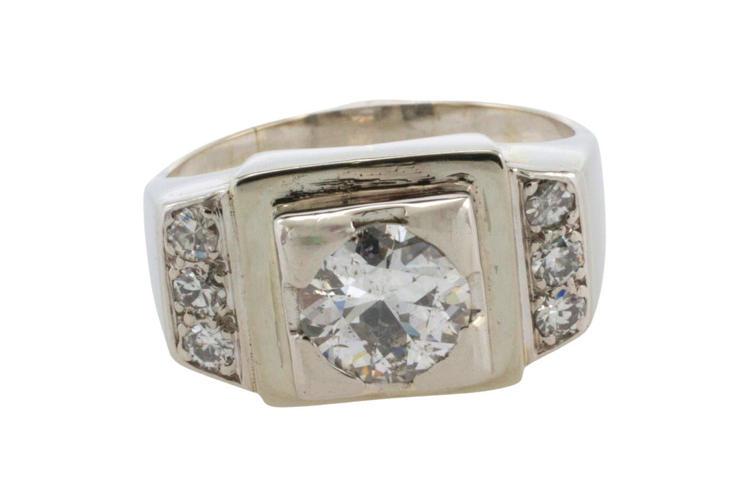 Vintage Old European cut and single cut diamond ring in white gold-Vintage Rings-The Antique Ring Shop