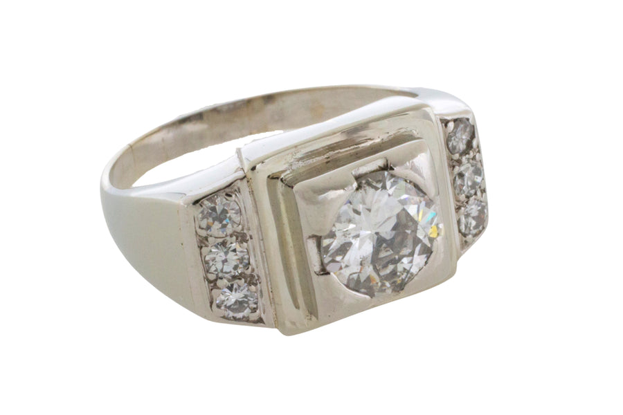 Vintage Old European cut and single cut diamond ring in white gold-Vintage Rings-The Antique Ring Shop