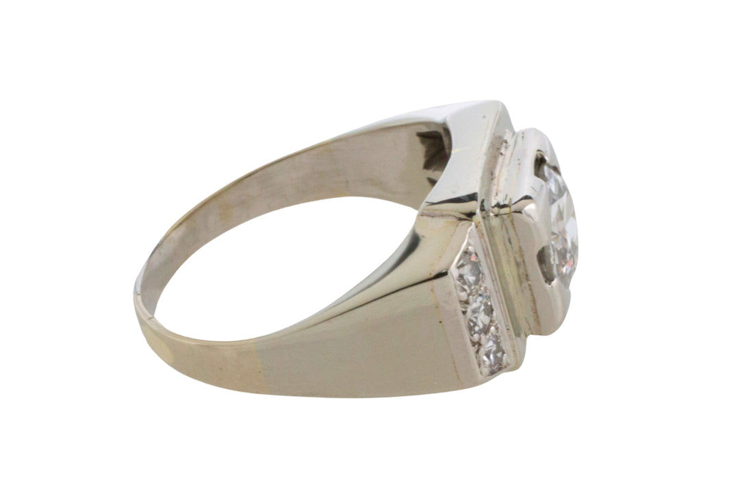 Vintage Old European cut and single cut diamond ring in white gold-Vintage Rings-The Antique Ring Shop