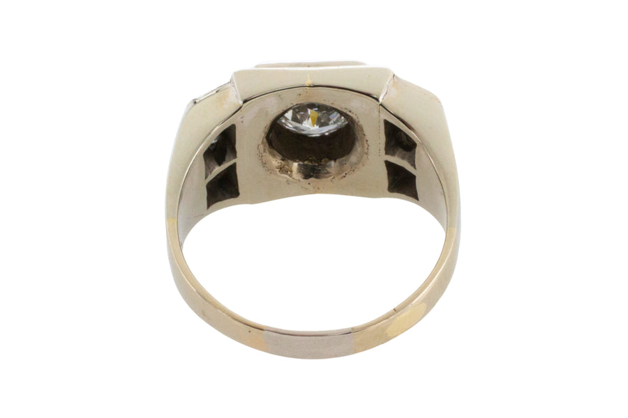 Vintage Old European cut and single cut diamond ring in white gold-Vintage Rings-The Antique Ring Shop