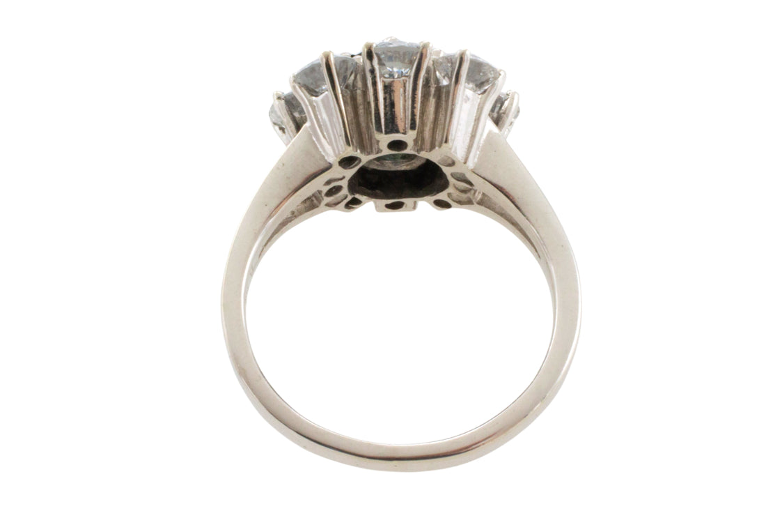 Sapphire and diamond cluster ring in 14 carat white gol-engagement rings-The Antique Ring Shop