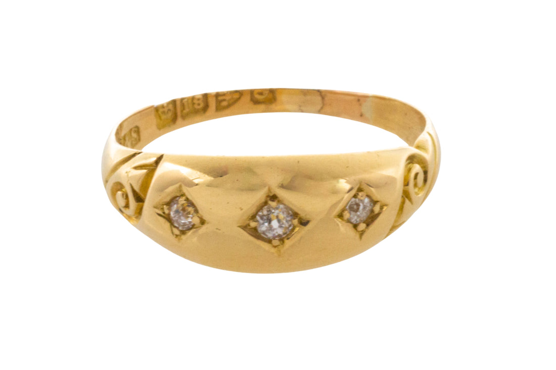 Victorian three stone diamond ring from 1899-The Antique Ring Shop