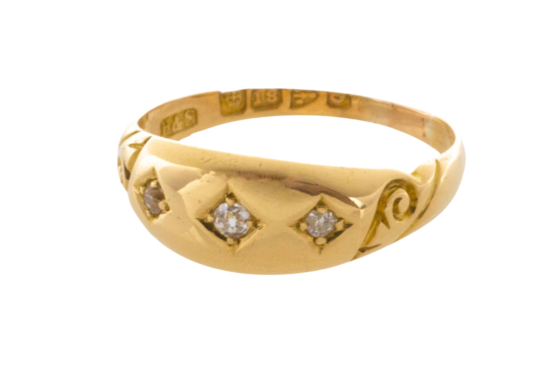 Victorian three stone diamond ring from 1899-The Antique Ring Shop