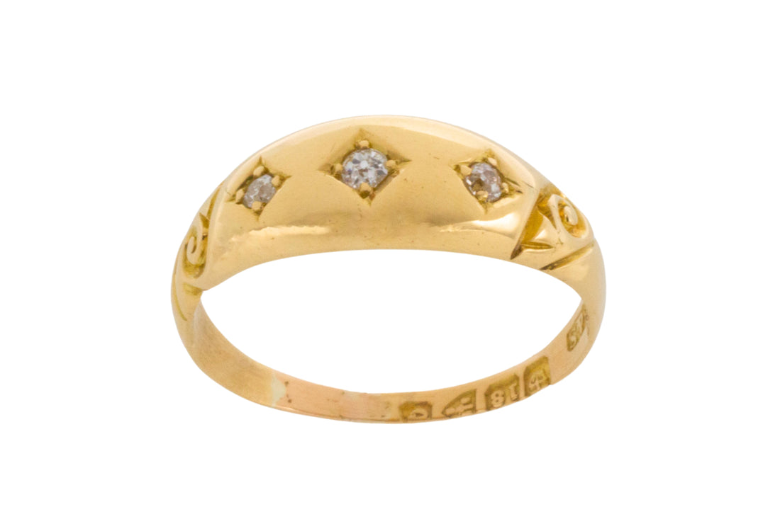 Victorian three stone diamond ring from 1899-The Antique Ring Shop