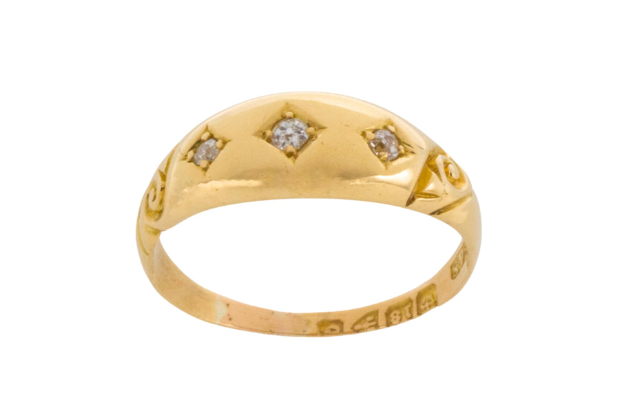 Victorian three stone diamond ring from 1899-The Antique Ring Shop