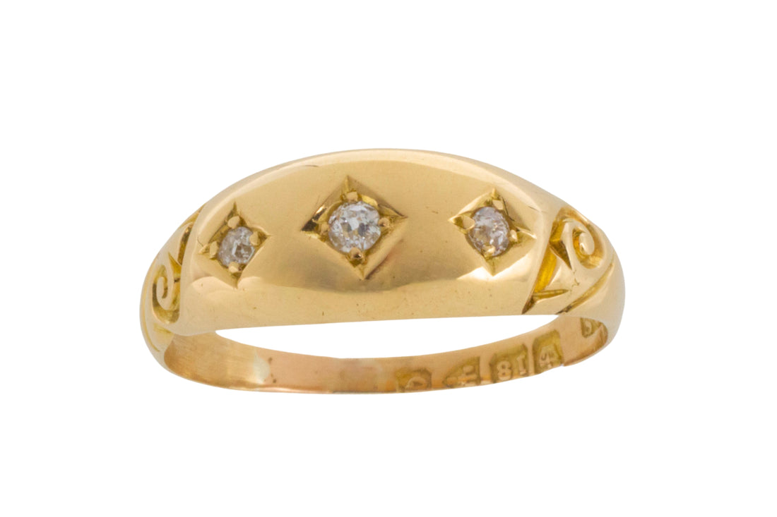Victorian three stone diamond ring from 1899-The Antique Ring Shop