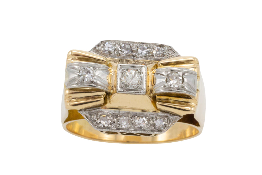Vinateg Art Deco diamond ring in 18 carat gold-Vintage Rings-The Antique Ring Shop