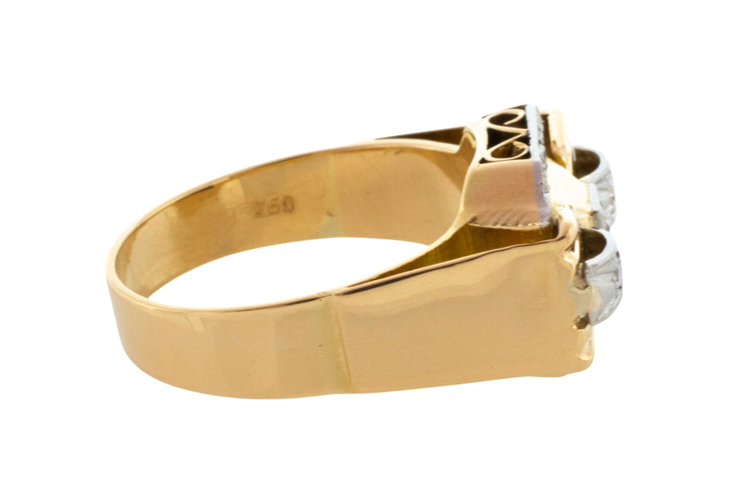 Vinateg Art Deco diamond ring in 18 carat gold-Vintage Rings-The Antique Ring Shop