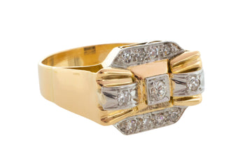 Vinateg Art Deco diamond ring in 18 carat gold-Vintage Rings-The Antique Ring Shop