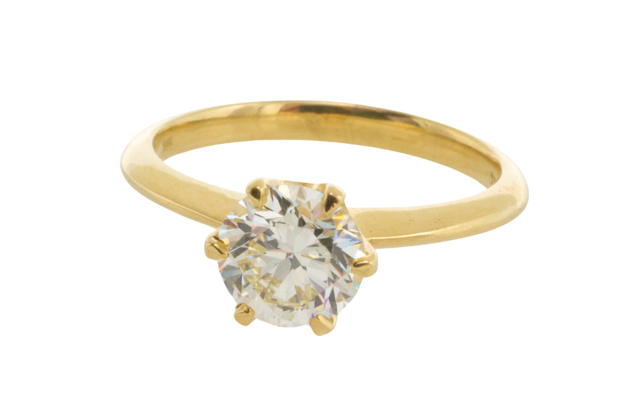 Brilliant cut diamond solitaire ring in 18 carat gold-engagement rings-The Antique Ring Shop