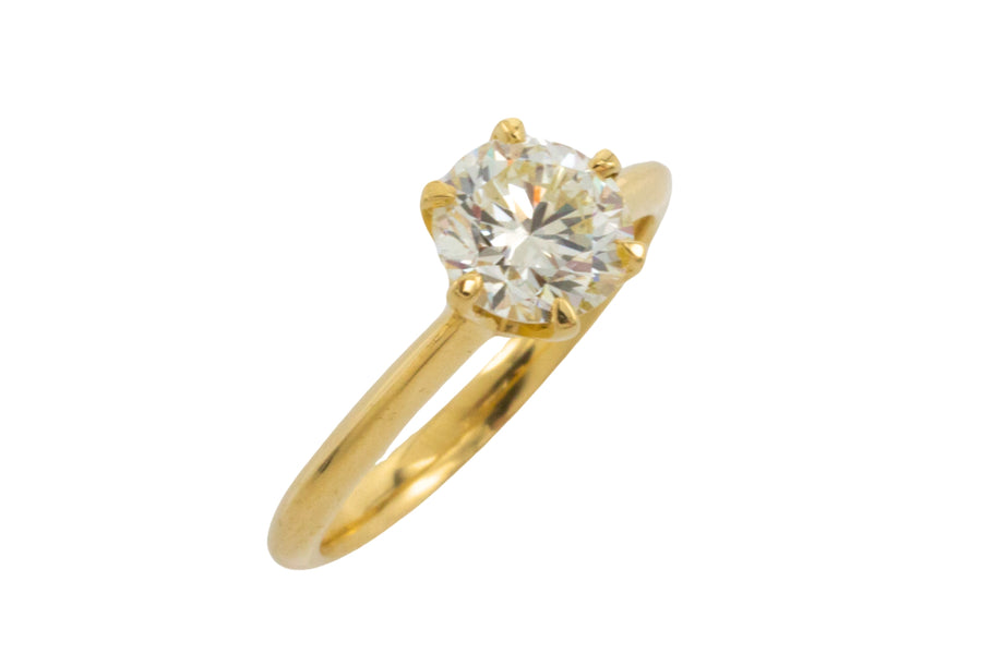 Brilliant cut diamond solitaire ring in 18 carat gold-engagement rings-The Antique Ring Shop