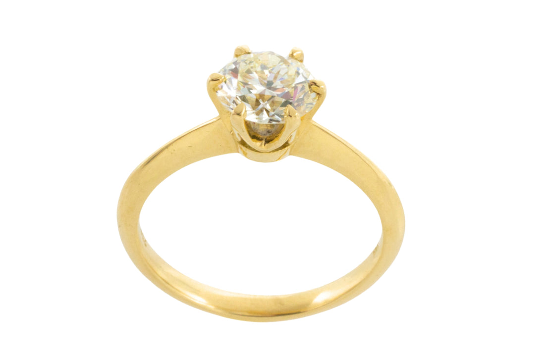 Brilliant cut diamond solitaire ring in 18 carat gold-engagement rings-The Antique Ring Shop